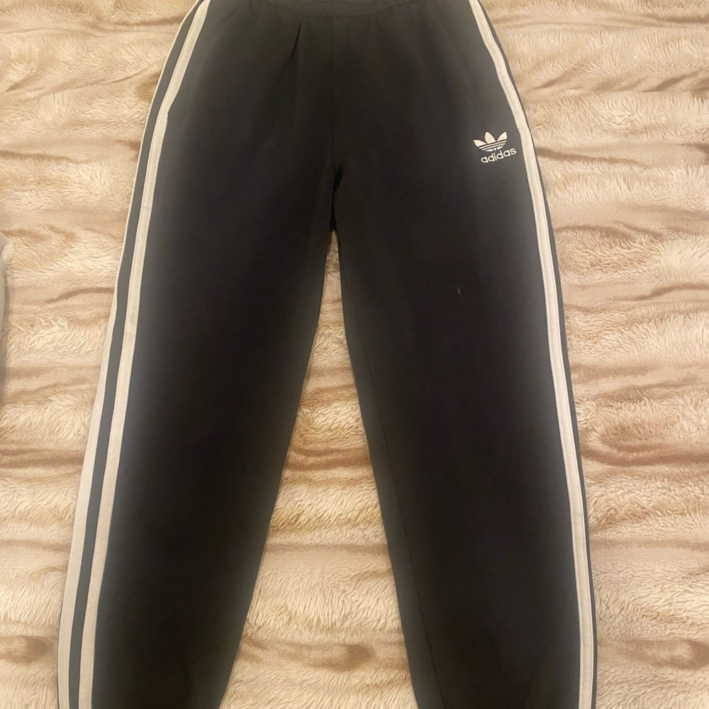 Adidas Kids Black Track Pants youth 12/14 excellent